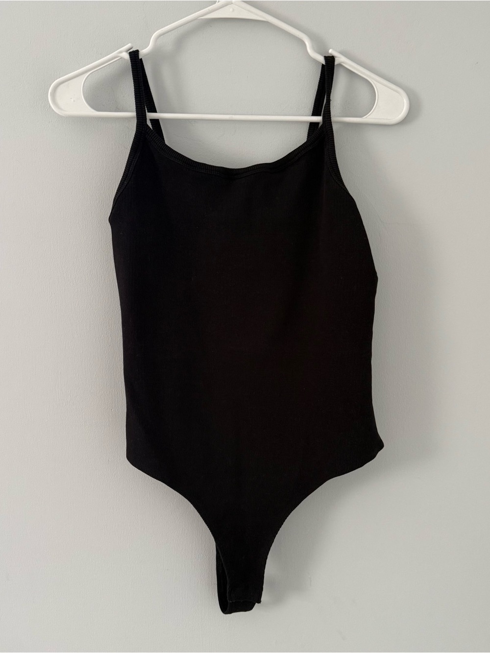 Princess Polly Black Ribbed Spaghetti Strap Bodysuit